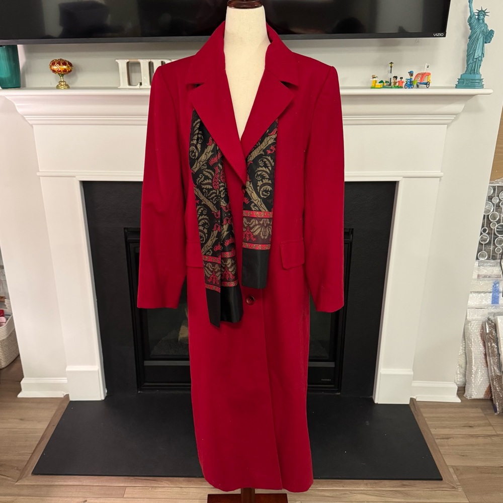 Vintage Forecaster of BostonWool Coat w/ Tapestry Scarf (Made in USA, Size 10)